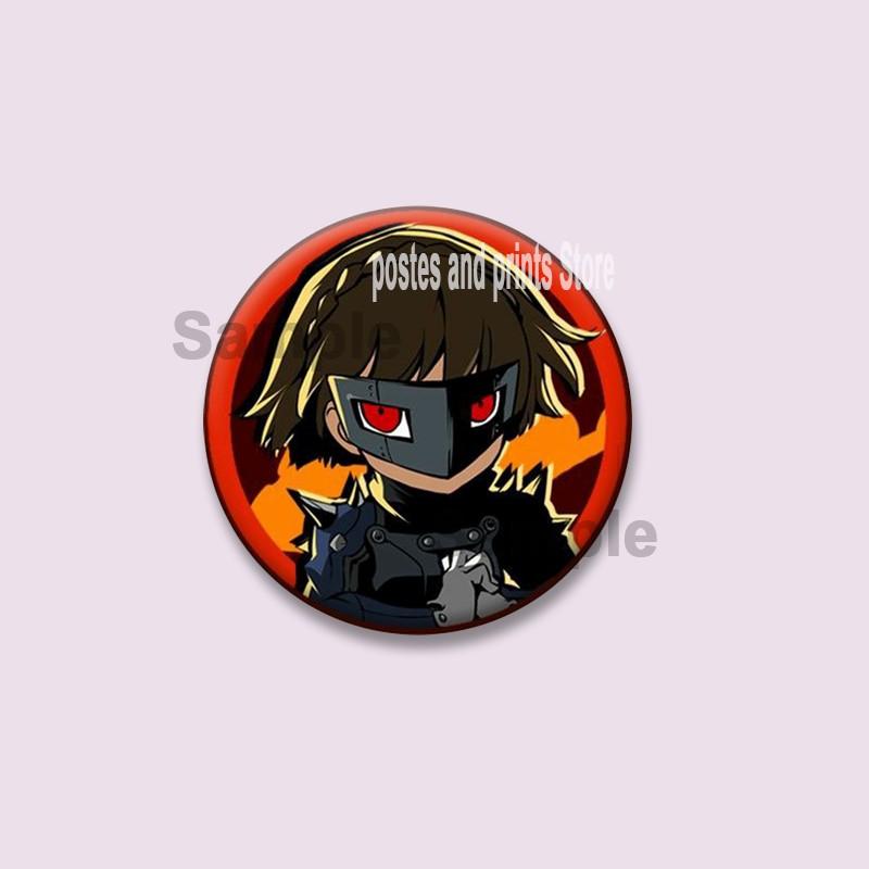 Spiel P-Persona 5 Runde Anstecker Ann Takamaki Ren Amamiya Knopfleisten Tasche Kleidung Dekorationen Brosche Sammlerstücke Schmuck Geschenke