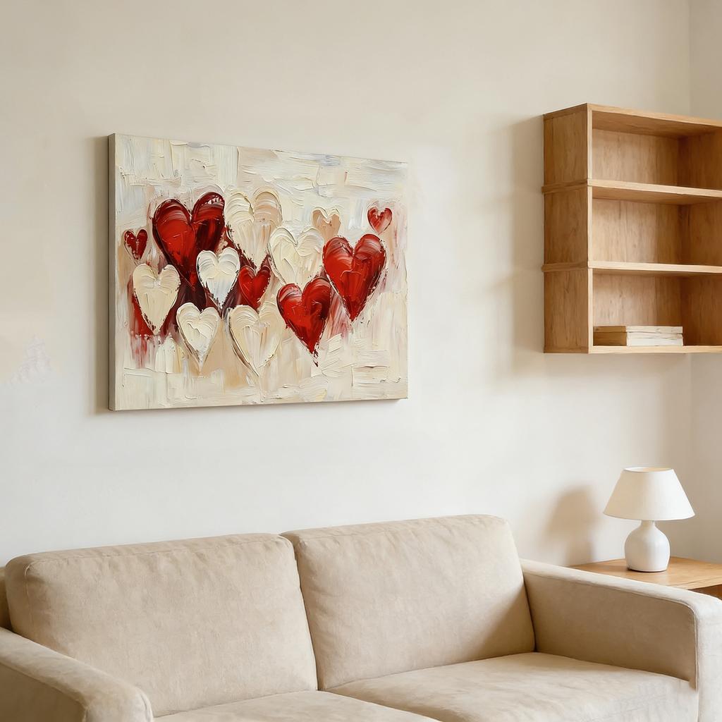 Heart Wall Art Abstract Canvas Paintings Poster Pictures Modern Abstract Artwork Decors for Office Bedroom Living Room