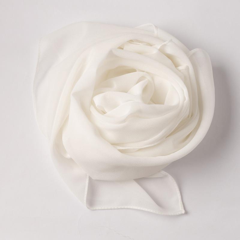 Monochrome Chiffon Square Scarf Ethnic Head Wrap For Women