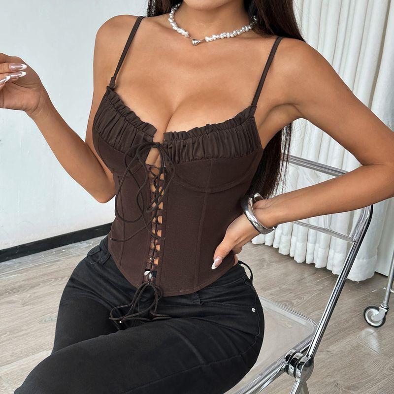 Cross-Border Sexy Stitching Tied Sexy Street Shot Fishbone Sling Fancy Inner Wear Blouse Fishbone Bra