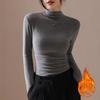Autumn and Winter Semi High Neck Pleated Thick Warm Long Sleeved T-shirt Women's Slim Fit Versatile Long Sleeved Base Shirt