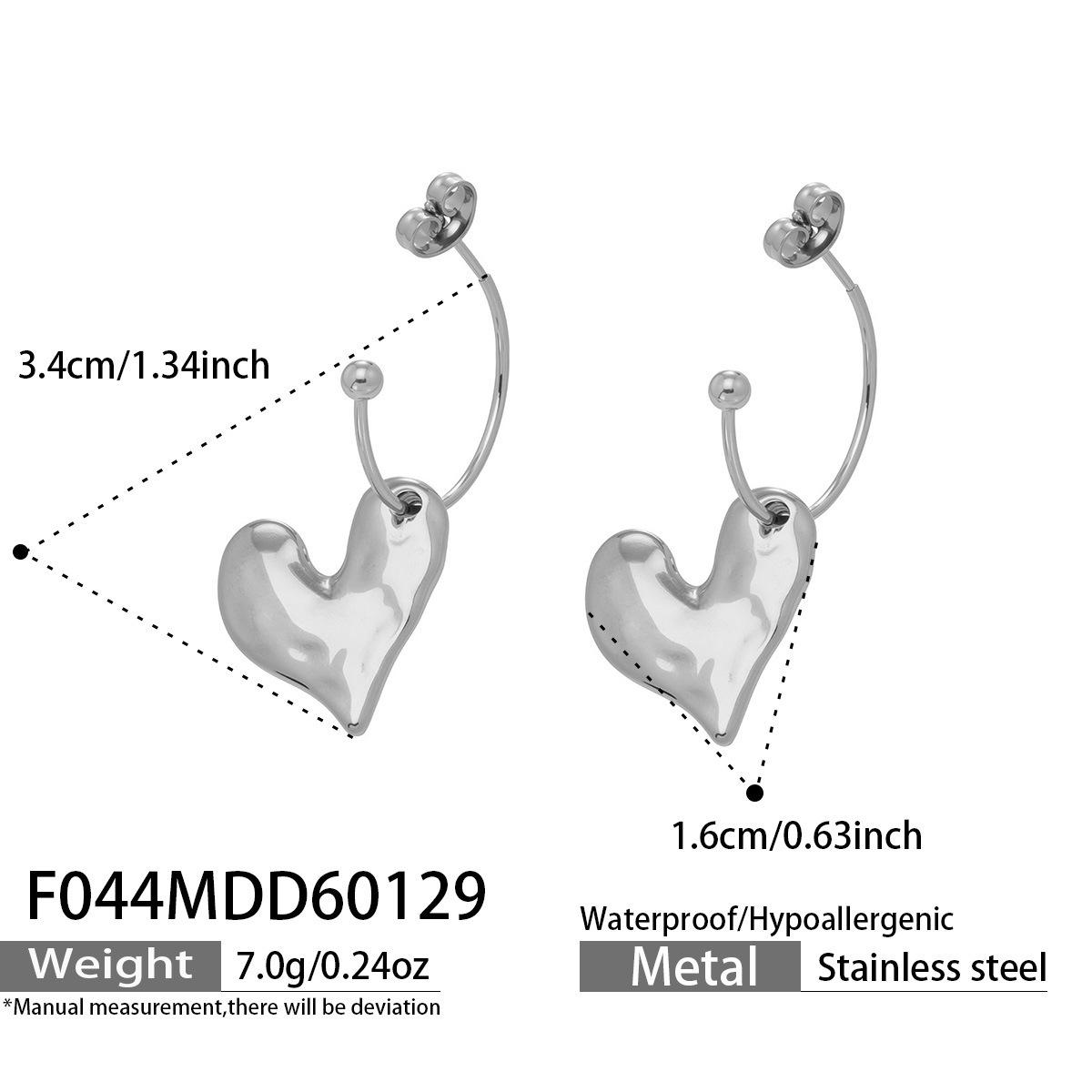 Elegant Matte Heart Shaped Stainless Steel Stud Earrings - Unique & Trendy