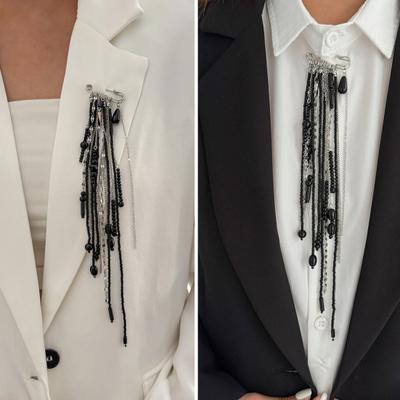 Beaded Tassel Pin Brooch Boho Chain Tassel Brooch Retro Dangle Brooch