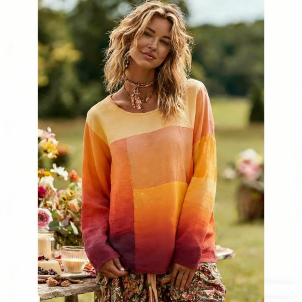 Spring Women's T-shirt Europe America Fashion Floral Print Pullover Bohe Style Women Long Sleeve T-shirt Outdoor Casual Tees Top