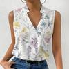 Damska koszulka z kwiatowym nadrukiem, dekoltem w szpic, bez rękawów, swetrem średniej długości, miękka, damska kamizelka w dużych rozmiarach, odzież damska