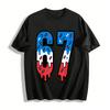 Patriotic Dripping Glaze Number 67 Graphic Casual T-Shirt Pure Cotton T-shirt