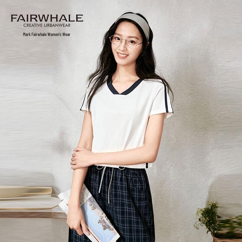 

Mark Fairwhale Women s Color-Block V-Neck Short Sleeve T-Shirt M