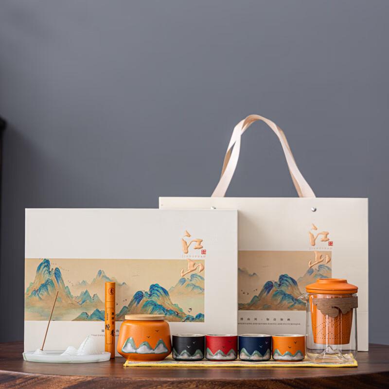 

Shangqi Thousand-Mile Rivers and Mountains Pottery Tea Set