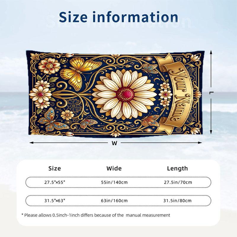 Butterfly Theme Beach Towel Personalized Custom Name & Text Soft Quick Dry Beach Towel for Swimming Travel