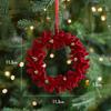 Red Flocking Christmas Bow Wreath Bell Christmas Tree Snowfall Elk Pendant Hanging Ornament Navidad 2025 Noel Home Party Decor