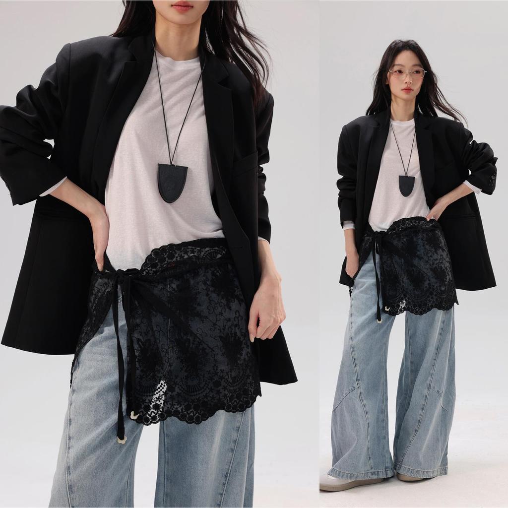 Lace Hem Layering Skirt for Women - Slimming Inner Wear Anti-Exposure Apron-Style with Magical (Shenqi) Buttocks Covering.