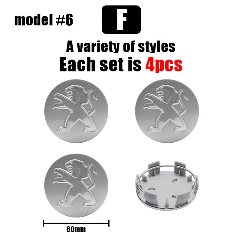 

2026 Hot Car Sticker 4pcs Car 60MM Wheel Center Covers Hub Caps Badge Emblem For Peugeot 405 605 806 RCZ 206 207 208 306 307 508