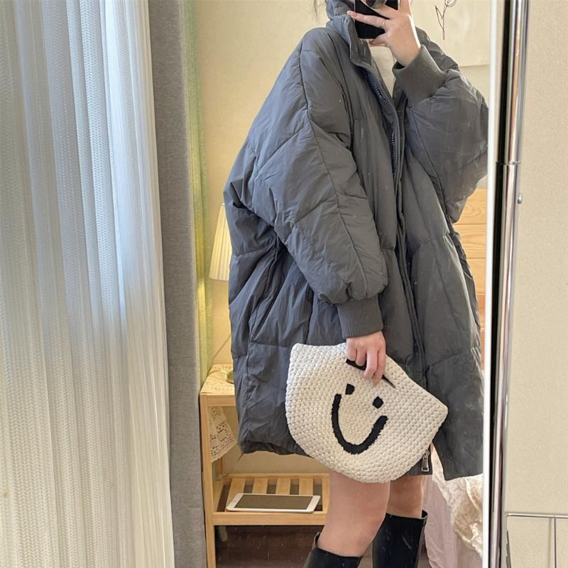 

Новая женская зимняя длинная пуховая куртка свободного кроя, трендовая L серый