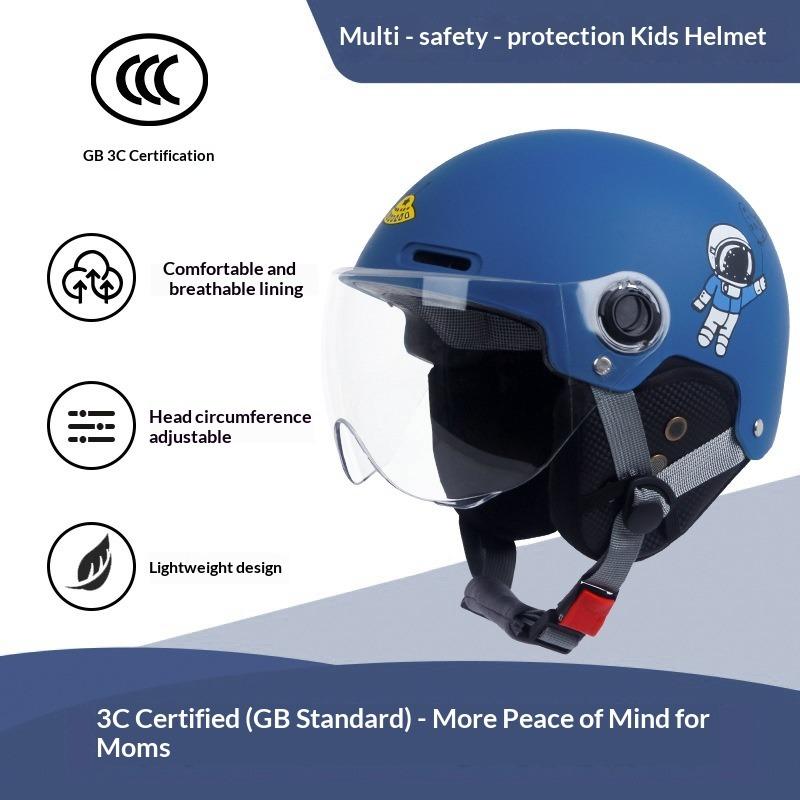 

Electric Vehicle Children s Helmet Suitable for 3-14 Years Old Cute Breathable Removable Ear Protection Safety Half Helmet one size fits all