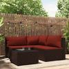 VidaXL Garden Lounge Set 4 Pcs with Cushions Brown Wicker 319813