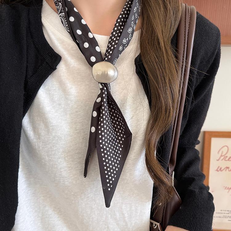 Ethnic style fabric cashew flower rhombus love round silk scarf necklace retro collarbone chain niche neck chain