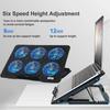 S6 Gaming RGB Laptop Cooler 2 USB Ports 6 Fans Gaming Led Light Notebook Cooler For 13-18'' Stand 6 Height Wind Speed Adjustable