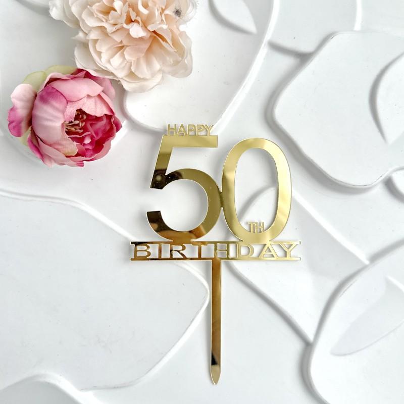 3pcs/set Acrylic 25/50 Happy Birthday Party Cake Toppers 25/50th Anniversary Party for Party Cake Decoration