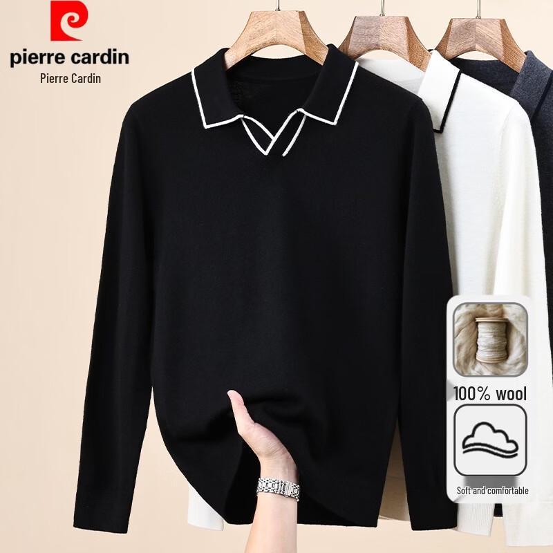 Pierre Cardin Men's 100% Wool Polo Collar Knit Sweater