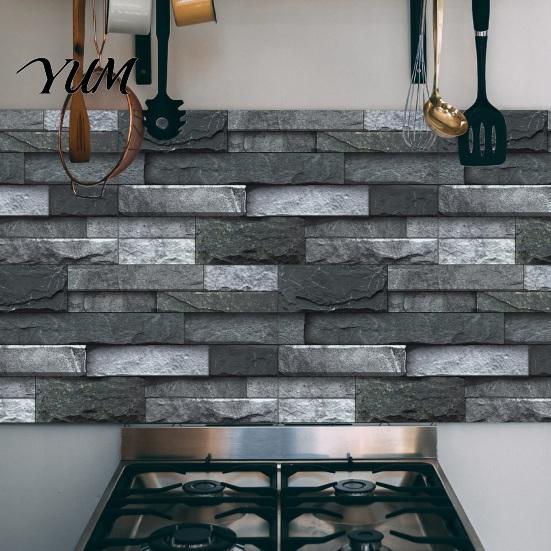 Home Interior Wall Makeover 6Pcs Vintage Faux Stone Self?Adhesive Tiles, Waterproof Oil?Proof Backsplash Kitchen Tiles Sticker, Peel & Stick