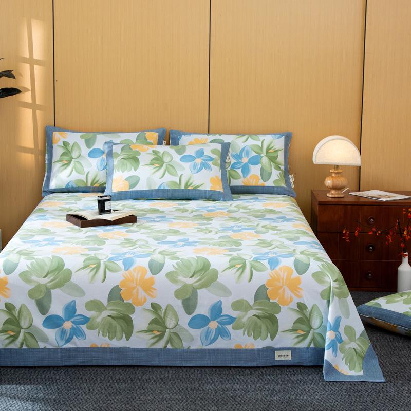 Class A Pure Cotton Cooling Bed Sheet with Old Coarse Cloth Design, Thickened for Comfort - New Chinese Style 160x230cm for 1-1.2m bed