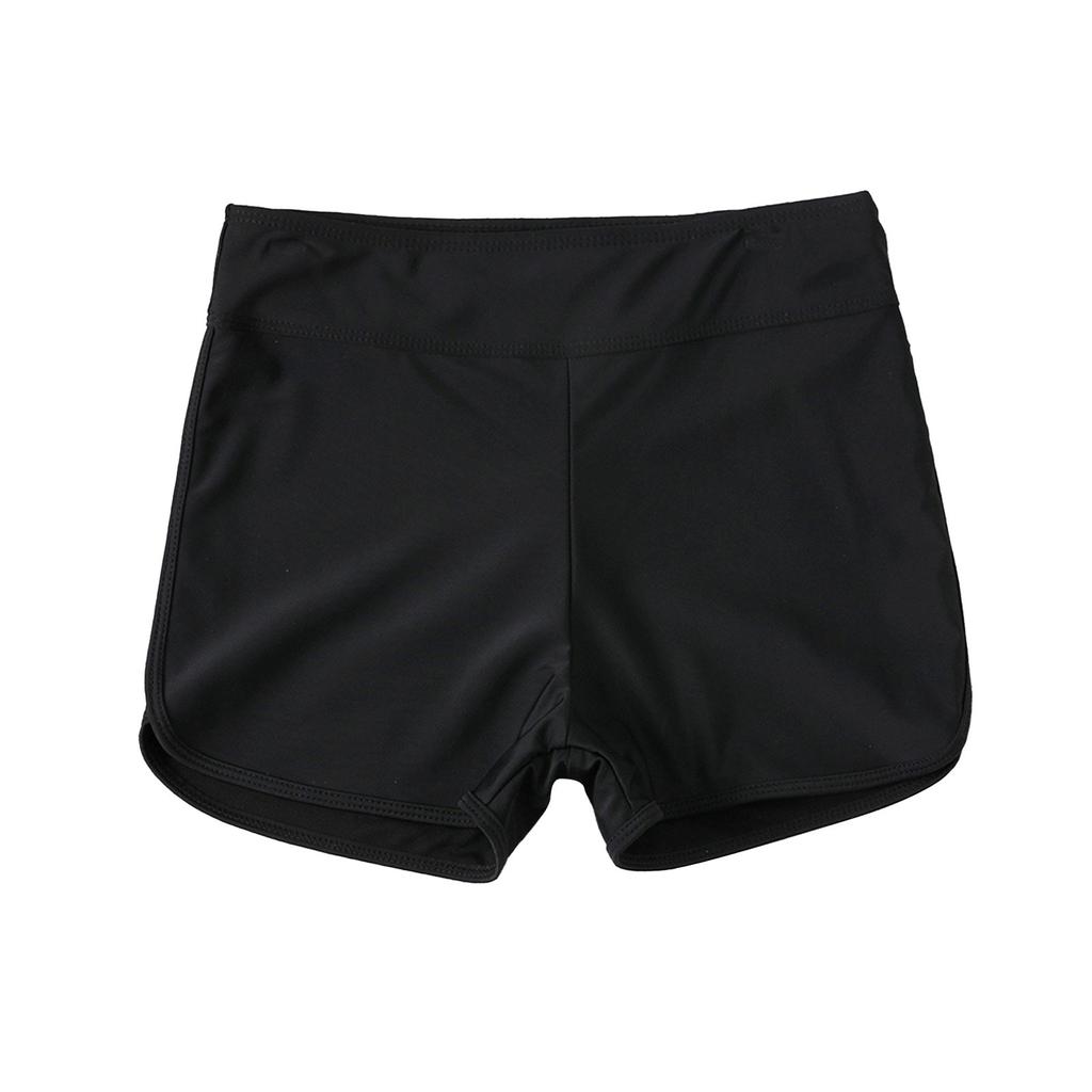 Women's Solid Color Boxer Style Swim Shorts Elastic Waistband Quick Dry Swimwear Bottoms for Casual Beach and Pool Use