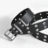 1PC 124CM Star Rivet Waist Belt Goth Style Double Pin Buckle Women Fashion Casual Punk Leather Waistband