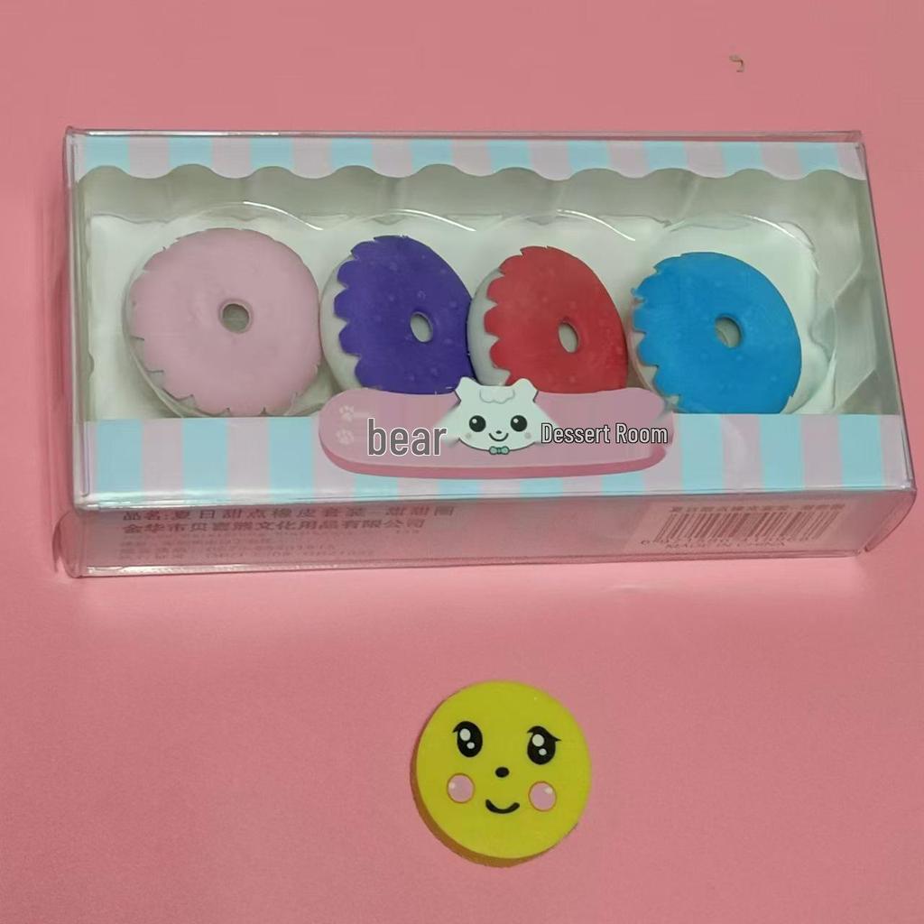 Creative Cartoon Gift Box Erasers - Student Holiday Prize Set with Hamburger & Dessert Designs