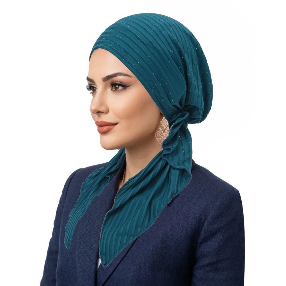 Breathable Pre-Tied Turban Stretch Fabric Bonnet Hat Trendy Head Wrap Women