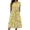 Women's Summer Fashion Round Neck Casual Plant Floral Print Short Sleeve Dress