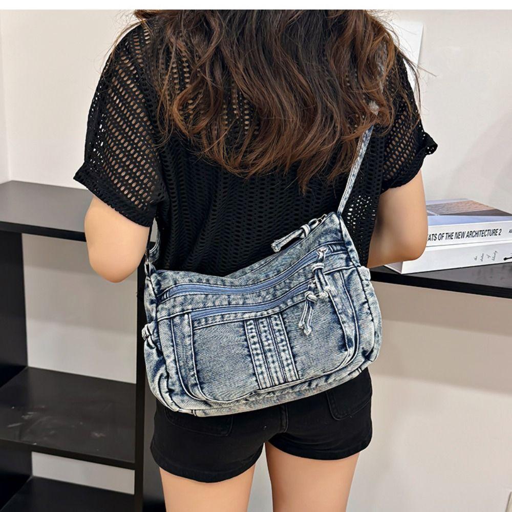 Vintage Cowboy  Crossbody Bag High Capacity Denim Shoulder Bag Women'S Armpit Bag  Girls
