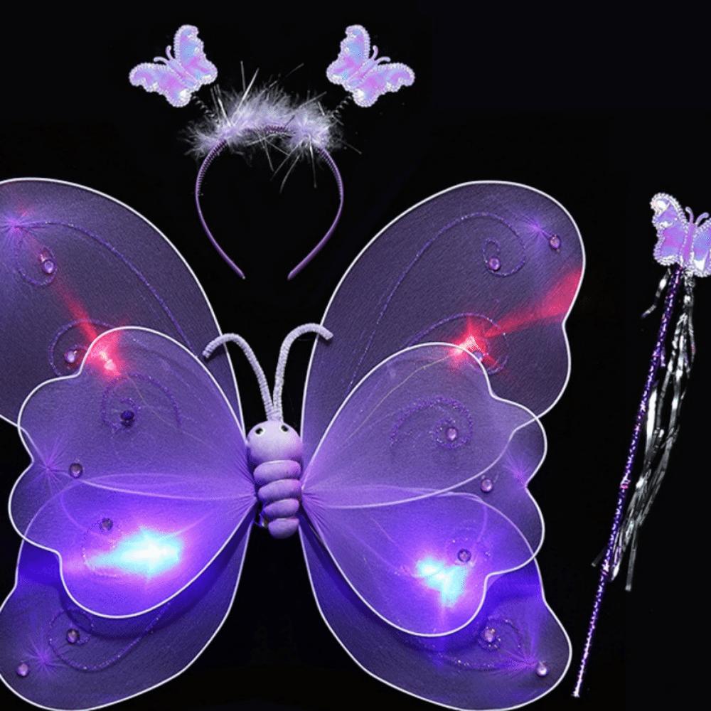Funny Glowing Butterfly Wings Luminous Butterfly Skirt Lights Suits Children s Day purple wings