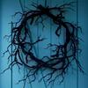 1Pc Spooky Prank Black Branch Wreath Decoration-Vintage Indoor/Outdoor Wall-Mounted Hanging Garland With Twisted Branches