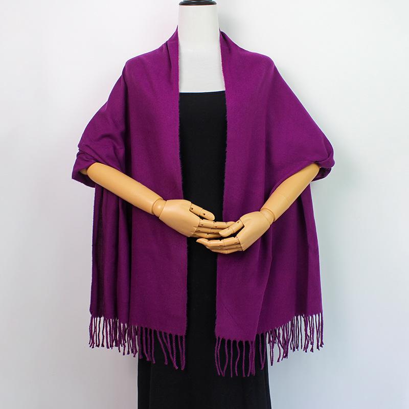 European-American Thickened Warm Winter Scarf: Long, Wide, Imitation Cashmere Shawl In Solid Colors