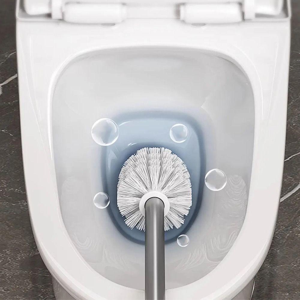 Nagelfreier Toilettenbürstenhalter Ständer Wandmontiert Langlebiges Toilettenbürsten-Set Nylonborsten Kein Bohren Boden-Toilettenreinigungswerkzeug