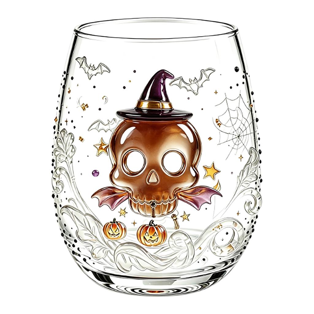 Halloween 3D Glass Cup with Embossed Design Tumbler for Holiday Party and Gifts