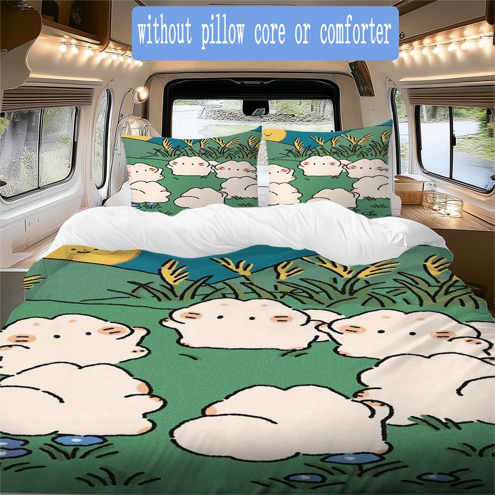 Cute Cartoon Cat Party Print Pattern Bedding,Quilt Set Quilt Cover Pillowcase Home Birthday Gift (1*duvet cover+2*pillowcase,without core)ZSJT0917270