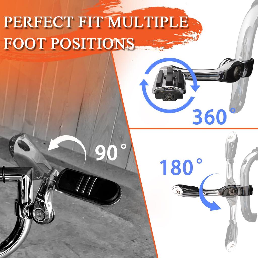 FOVPLUE Long Angle Highway Motorcycle Adjustable Highway Footpegs for Harley Road Electra Road Street and 1 Engine Guard 1.25" Pegs, Touring, Glide,