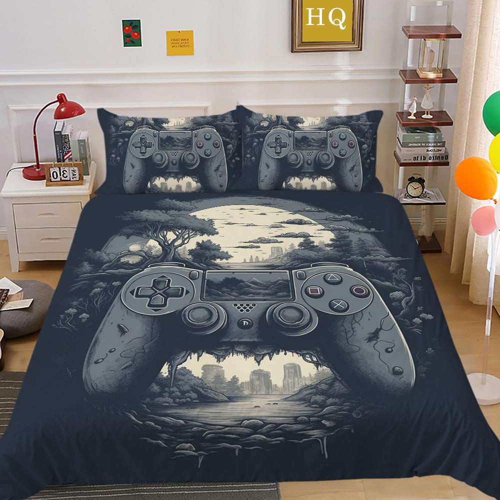 Männer Kühlen Bett Sets Spiel Griff Gedruckt Bettwäsche Abdeckung Anzug Polyester Kissen König Größe Bettdecke Luxus Hause Bettwäsche