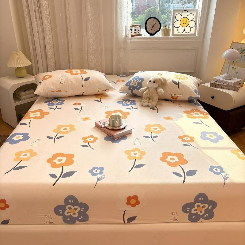 100% Cotton Bed Sheets Bed Bedroom Flower Printed Bed Cover Bedding (excluding Pillowcases) Single/Queen/King Washabl