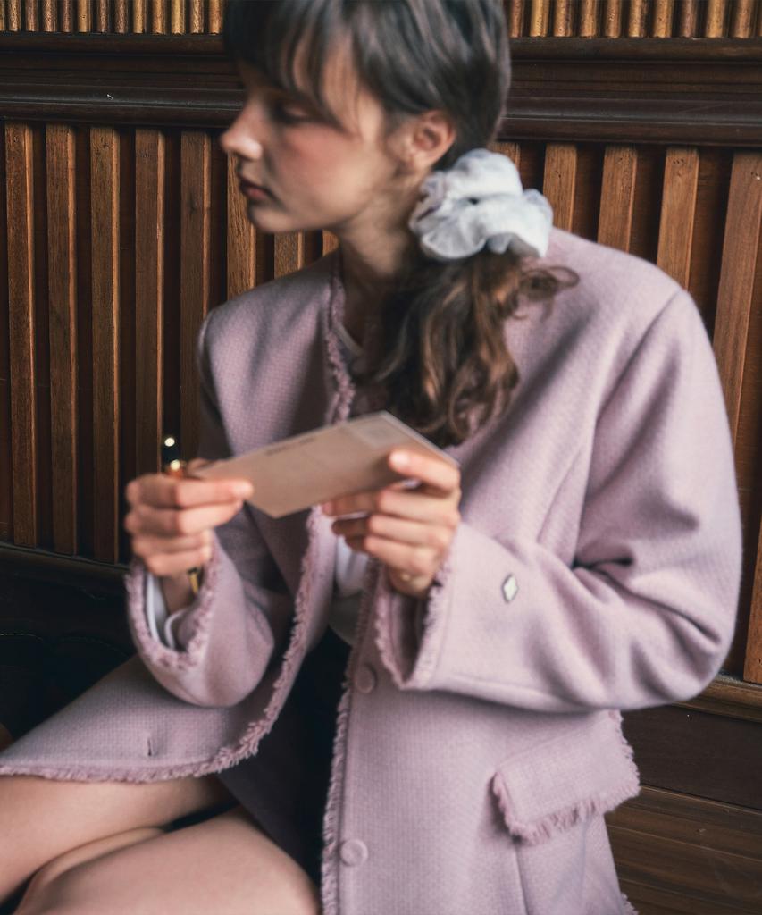 OURNOSTALGIA Aubree Tweed Jacket_Vintage Pink(O25-Ot02)