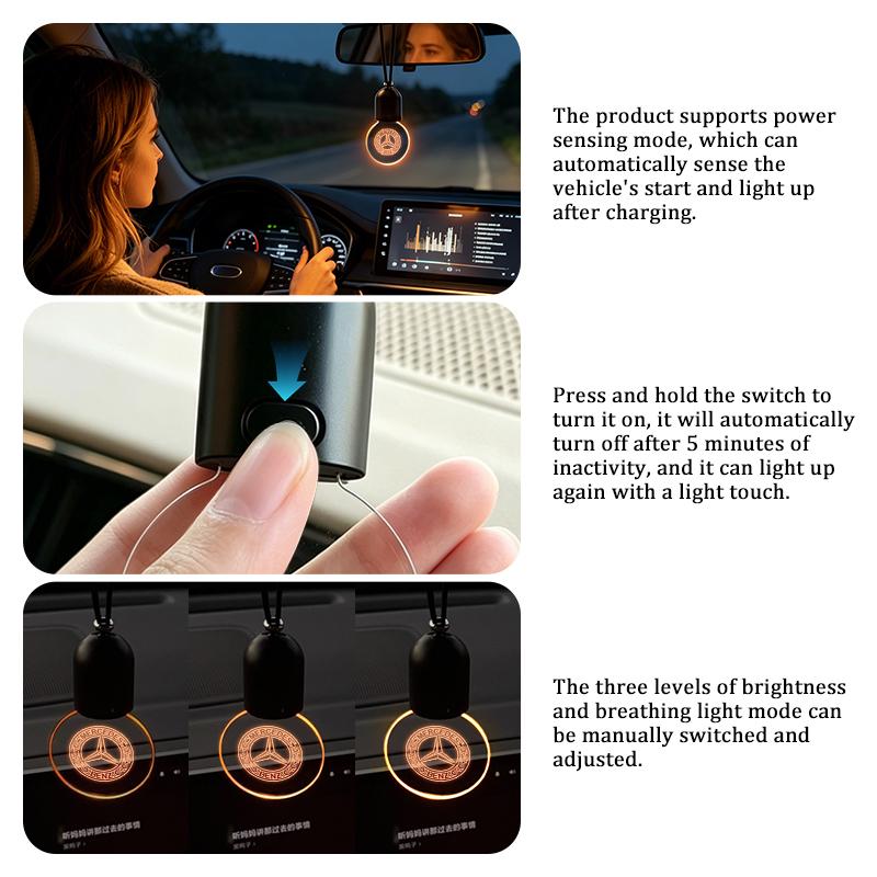 AABIA1 For Benz Car Rearview Mirror Decor Acrylic Retro Light Atmosphere Light Interior Decoration CLS SLK Sport ML C200 C260 C300 W205