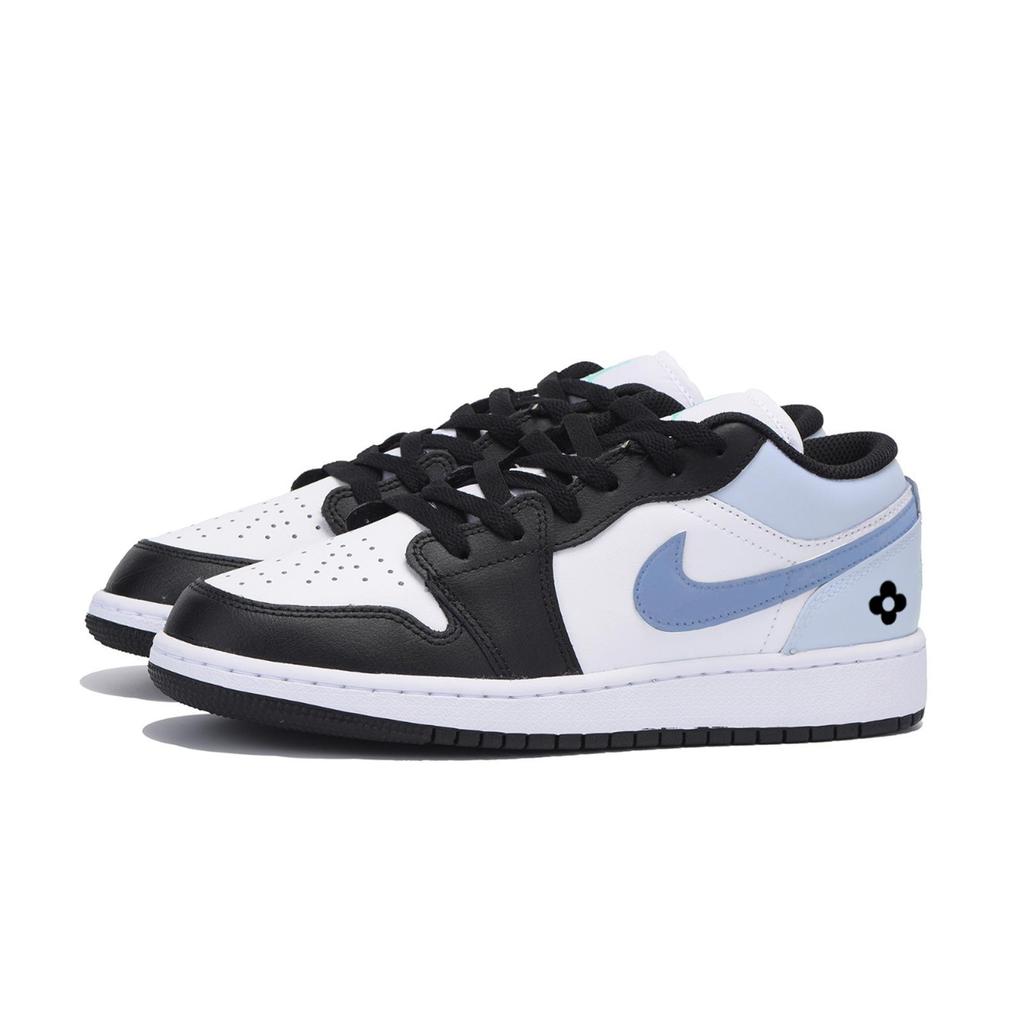 Jordan Air Jordan 1 Cherry Blossom Maris Sal Abrasion Resistant Low top Vintage Basketball Shoes Men's White Blue 553558-131(Team85-)