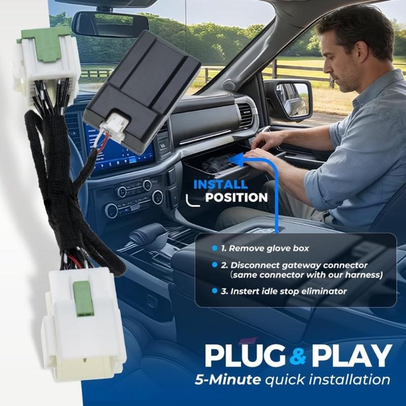 Automatic Start Stop Memory Controller Assembly with a Keyed Wrapped Harness, No Programming Required, and No Cutting of Vehicle Wiring for F150