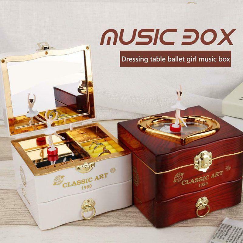 Enchanting Retro Music Box With Rotating Ballerina And Elegant Jewelry Storage