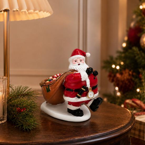 Decorative Resin Gift Holder Santa Claus Candy Bowl, Christmas Tabletop Ornament with Holiday Party Table Centerpiece Storage Slot, Creative