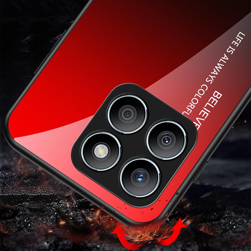

Tempered Glass Case for Honor X8b 4G Anti-drop Phone Back Cover Gradient Rose