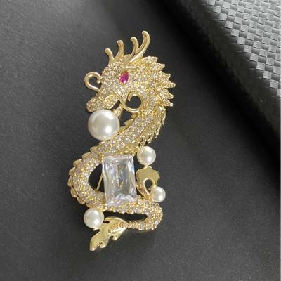 Year Of The Dragon Chinese Dragon Brooch Crystal Full Zircon Men'S And Women'S Zodiac Animal Suit Corsage, Collectibles Gift