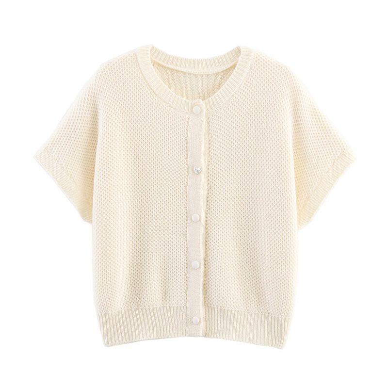 Zbzr Spring New Women clothes Western Style Fashion Simple round Neck Fishing Net Needle Waistcoat Sweater vest Cardigan