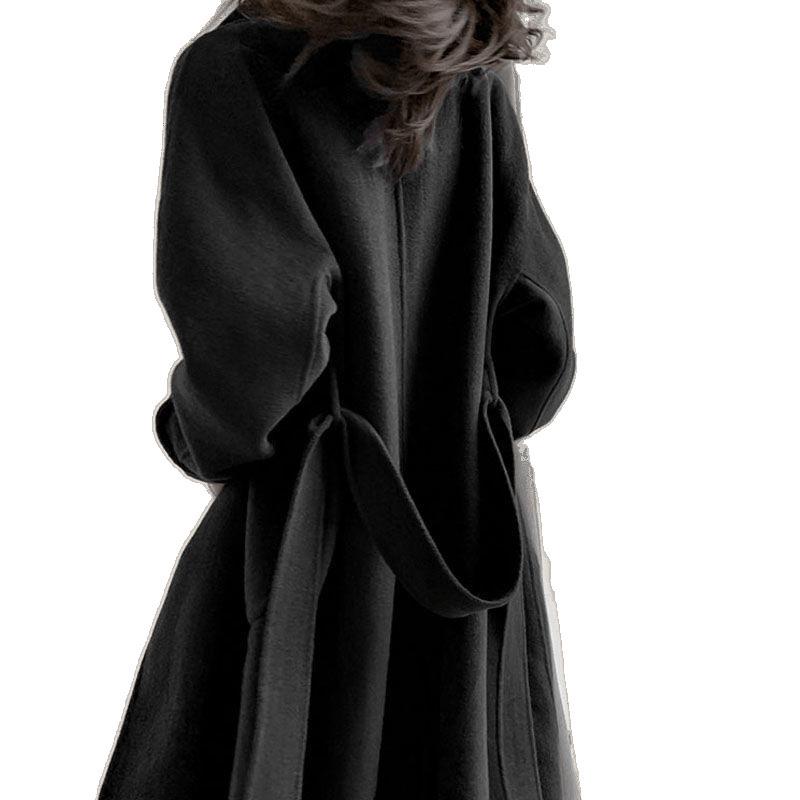 Women's Plus Size Long Woolen Trench Coat for Autumn and Winter - Slimming Over-the-Knee Style